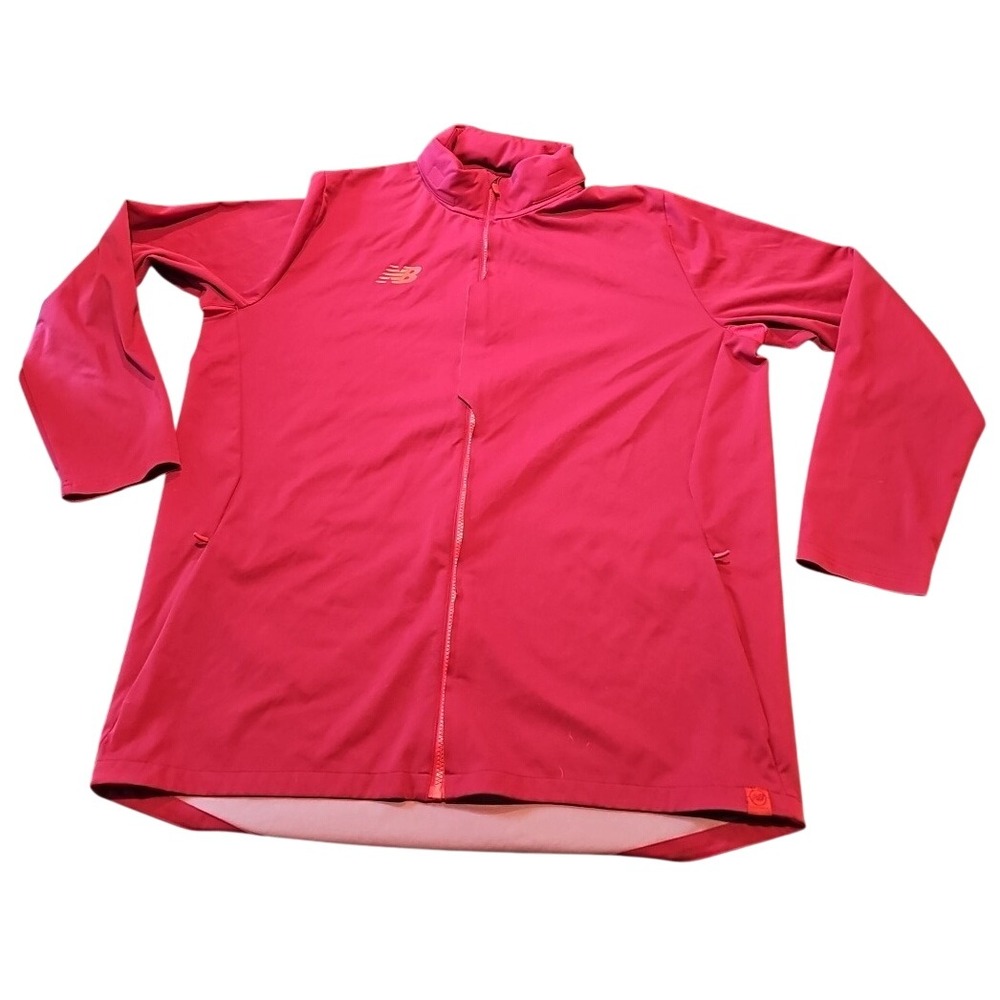 New Balance Womens Zip Up Red Rain Jacket‎ Coat Windbreaker Size 2XL XXL